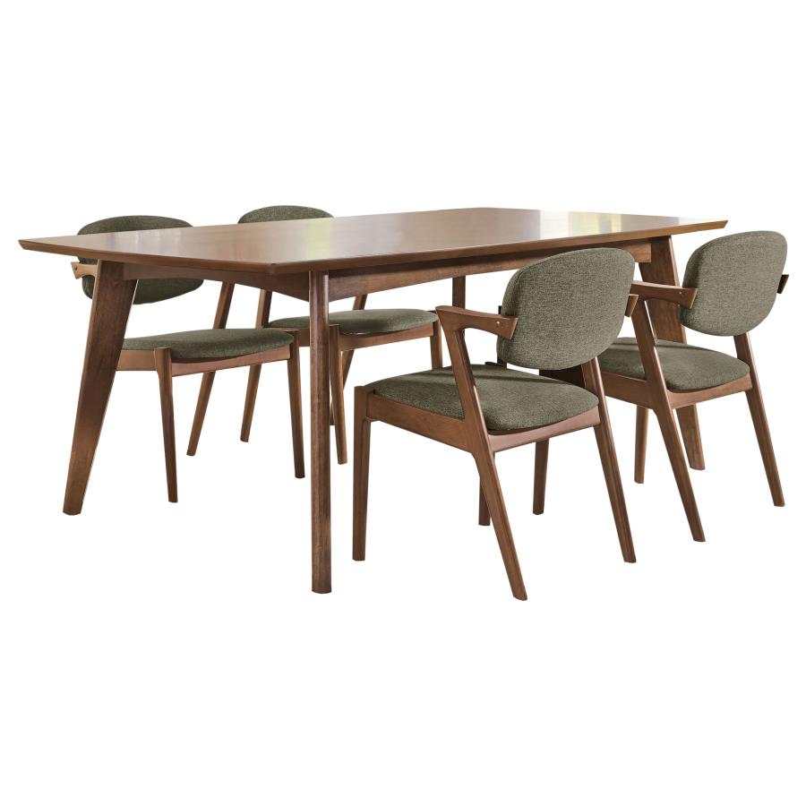 105351-S5  5-piece Rectangular Dining Table Set Dark Walnut