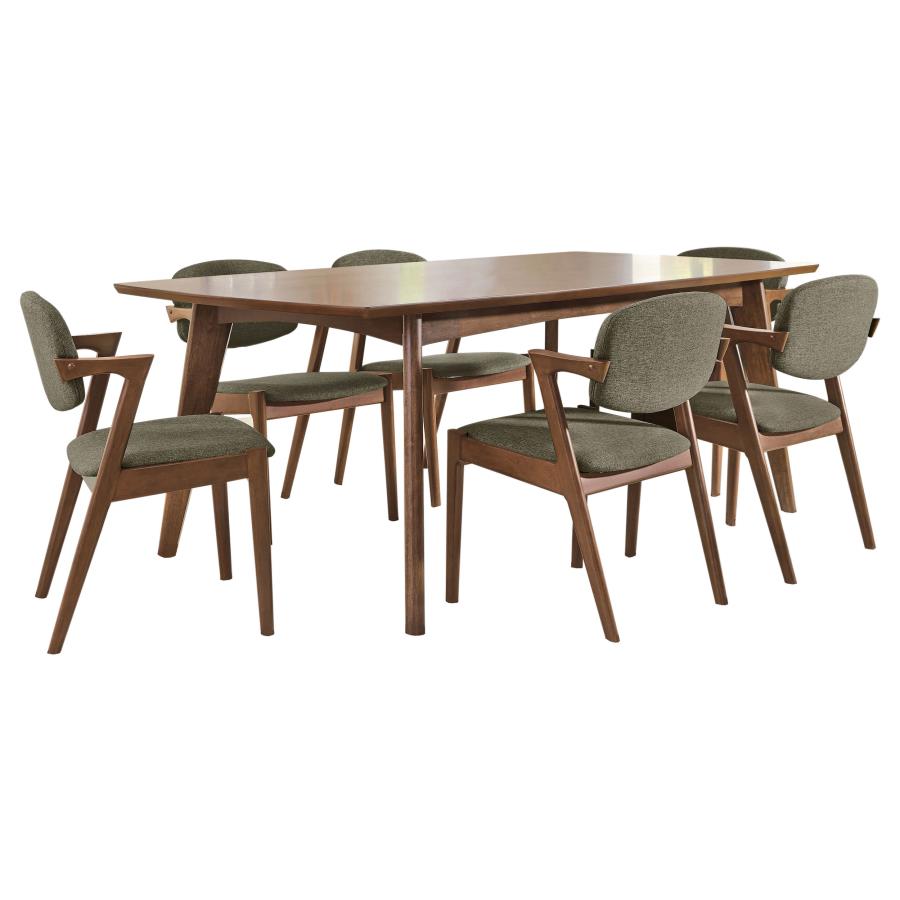 105351-S7 7-piece Rectangular Dining Table Set Dark Walnut
