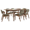 105351-S7 7-piece Rectangular Dining Table Set Dark Walnut