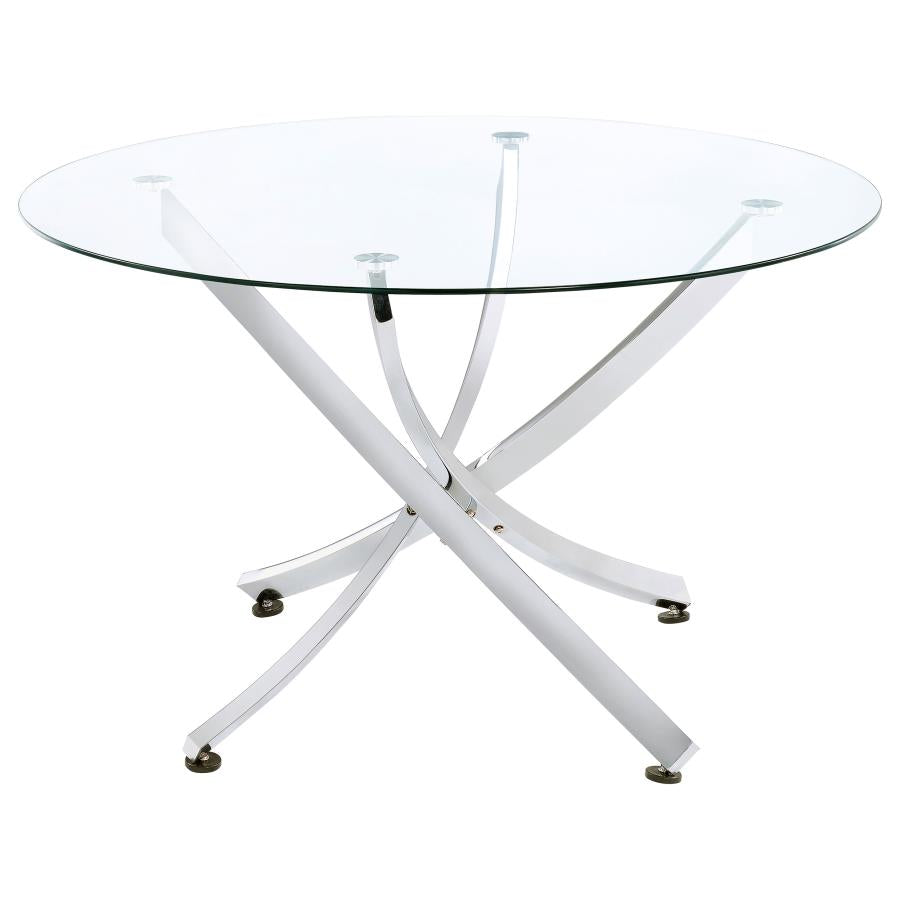 Round 46-inch Glass Top Dining Table Chrome
