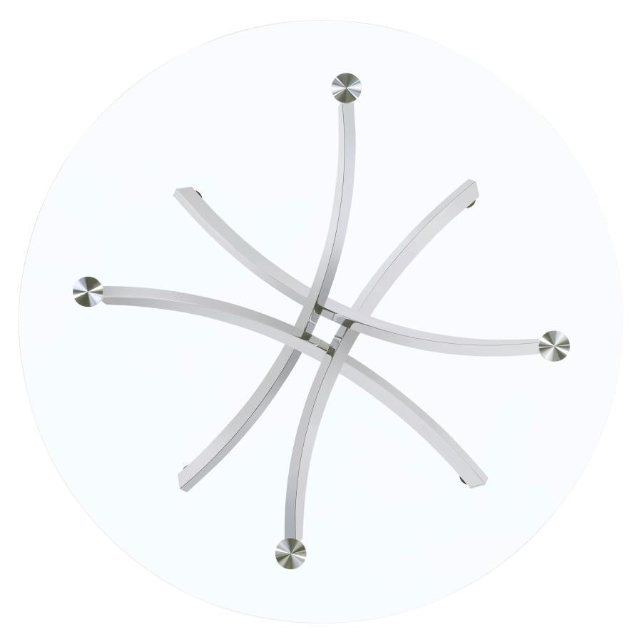 Round 46-inch Glass Top Dining Table Chrome