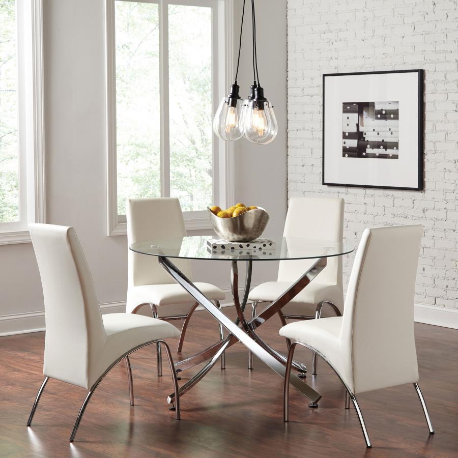 Round 46-inch Glass Top Dining Table Chrome