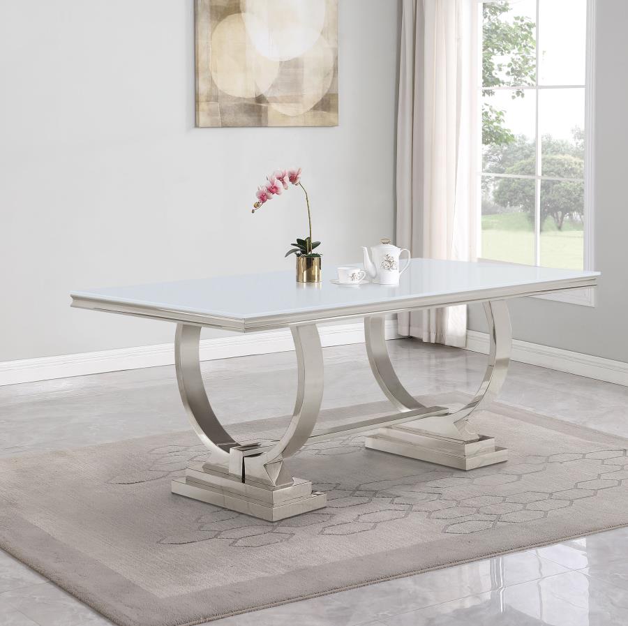 108811 Dining table Tempered glass and stainless steel