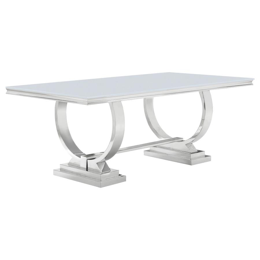 108811 Dining table Tempered glass and stainless steel