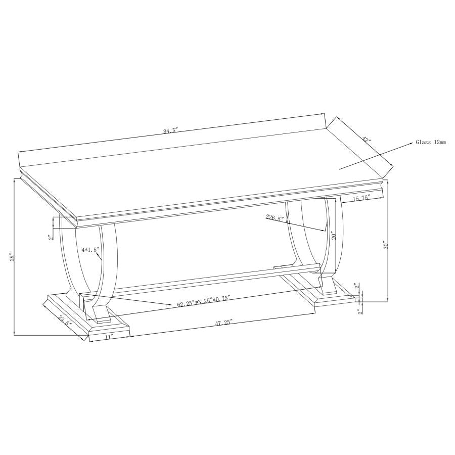 108811 Dining table Tempered glass and stainless steel