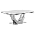 111101 Dining table White Sintered stone, stainless steel, and metal