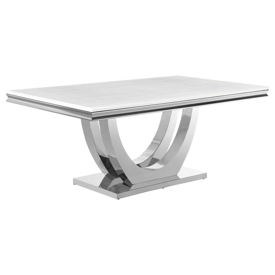 111101 Dining table White Sintered stone, stainless steel, and metal