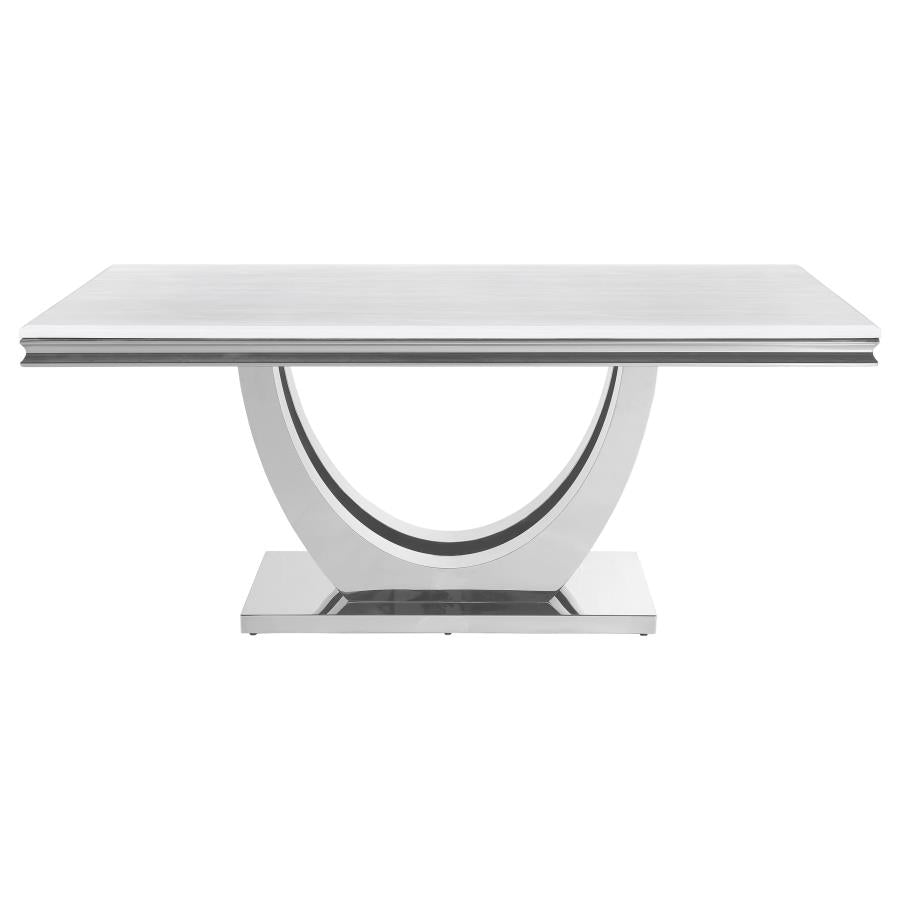 111101 Dining table White Sintered stone, stainless steel, and metal