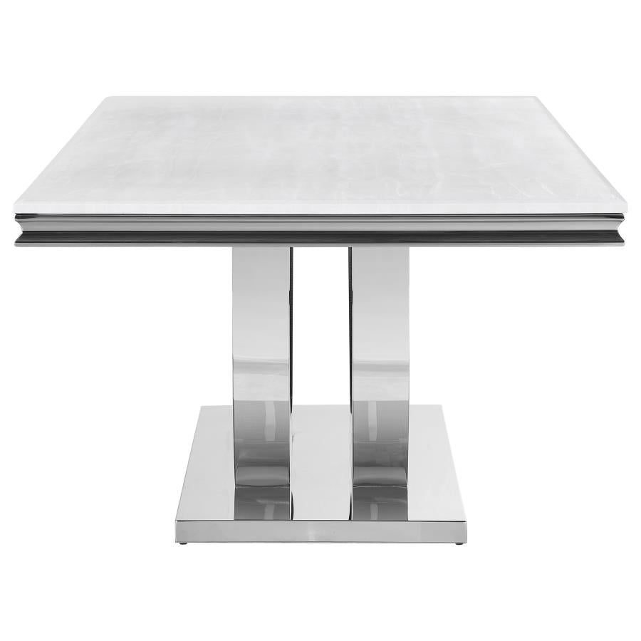 111101 Dining table White Sintered stone, stainless steel, and metal
