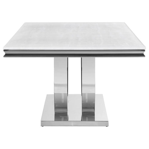 111101 Dining table White Sintered stone, stainless steel, and metal