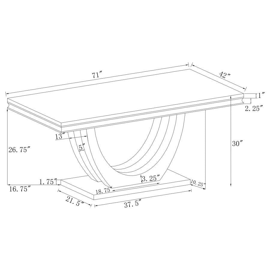 111101 Dining table White Sintered stone, stainless steel, and metal