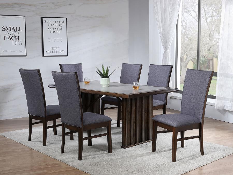 193591-S7 7-piece Rectangular Dining Table Set Brown/Gray