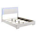 203500KE  Wood Eastern King LED Panel Bed White High Gloss