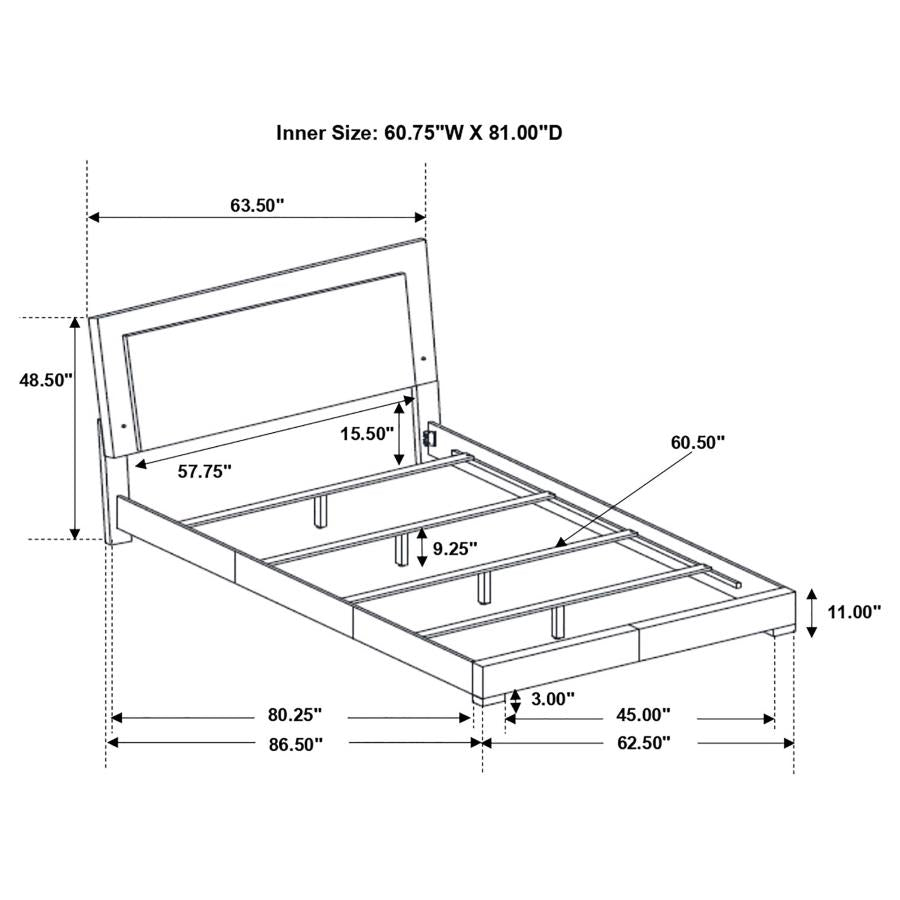 203500KE  Wood Eastern King LED Panel Bed White High Gloss