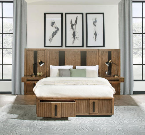 224900KE-S3P Eastern King Wall Panel Storage Bed Ash Brown