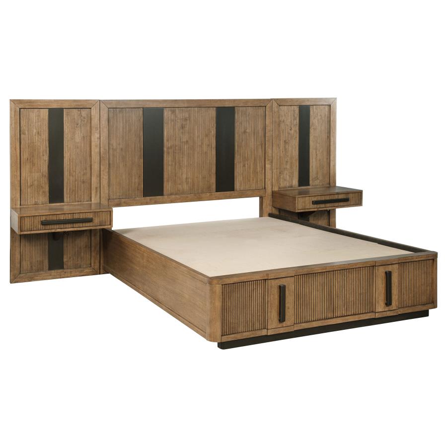 224900KE-S3P Eastern King Wall Panel Storage Bed Ash Brown