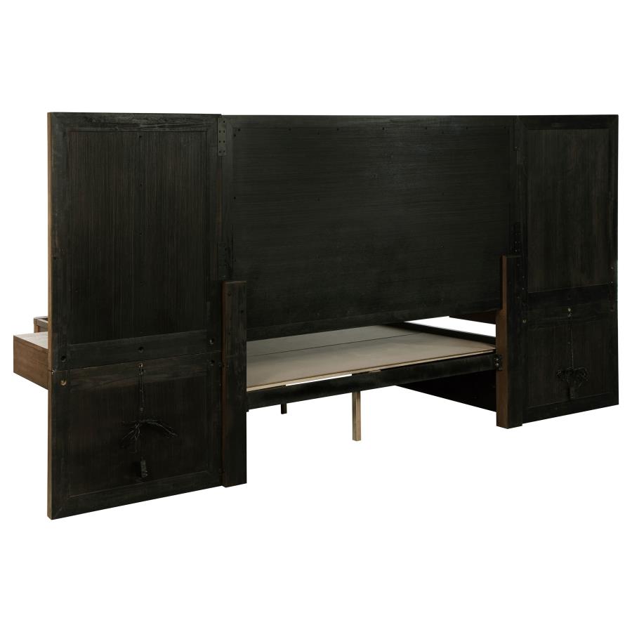 224900Q-S3P Queen Wall Panel Storage Bed Ash Brown