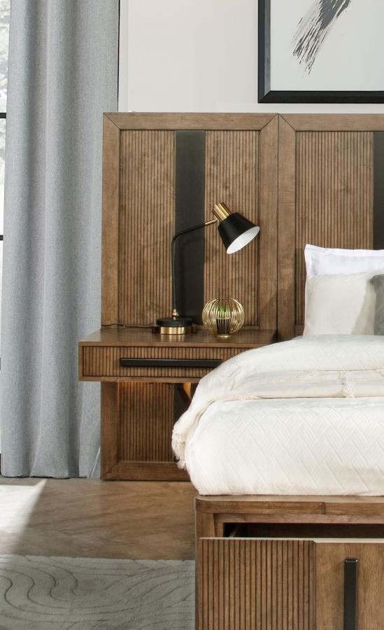 224900KE-S3P Eastern King Wall Panel Storage Bed Ash Brown