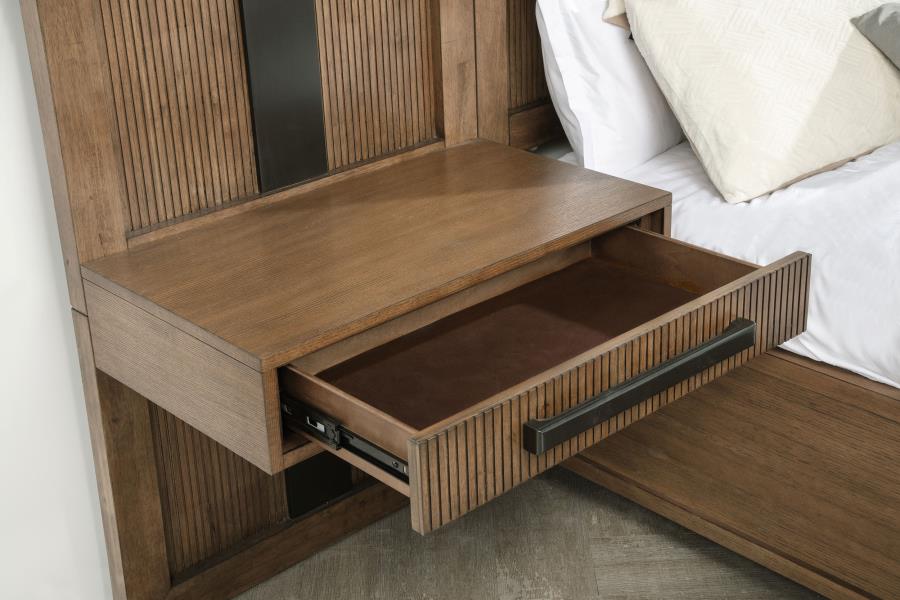 224900KE-S3P Eastern King Wall Panel Storage Bed Ash Brown
