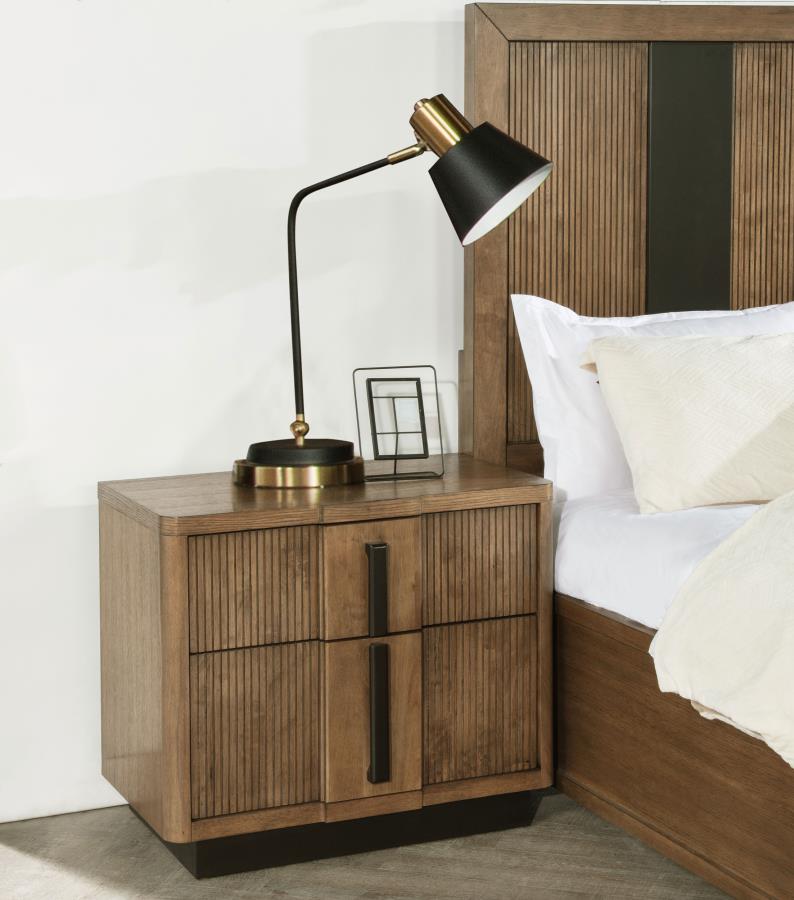 224902 2-drawer Nightstand Bedside Table Ash Brown