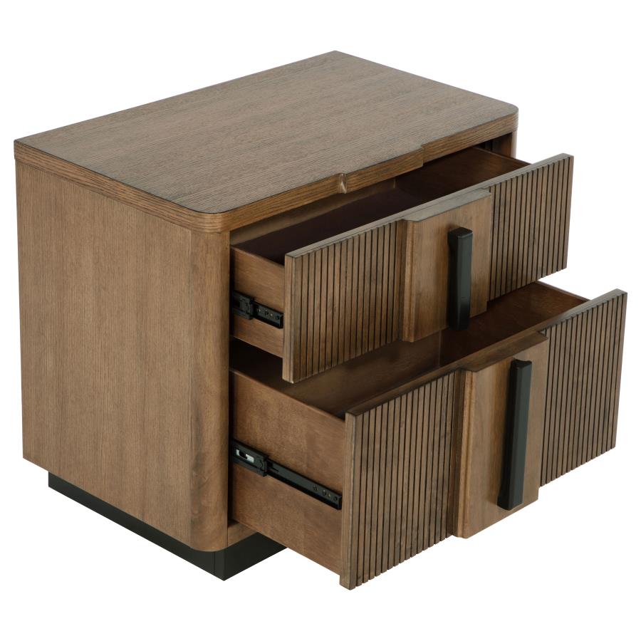 224902 2-drawer Nightstand Bedside Table Ash Brown