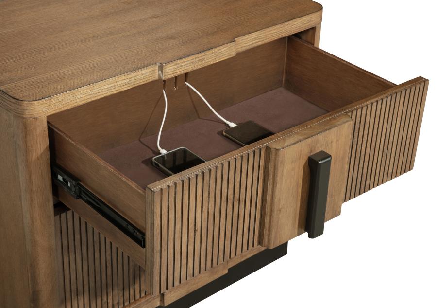 224902 2-drawer Nightstand Bedside Table Ash Brown