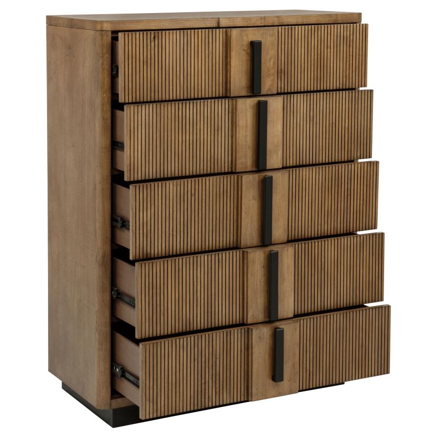 224905 5-drawer Chest of Drawers Ash Brown