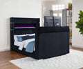 315868BLKKE  Eastern King Flame Visualizer Wingback TV Bed Black