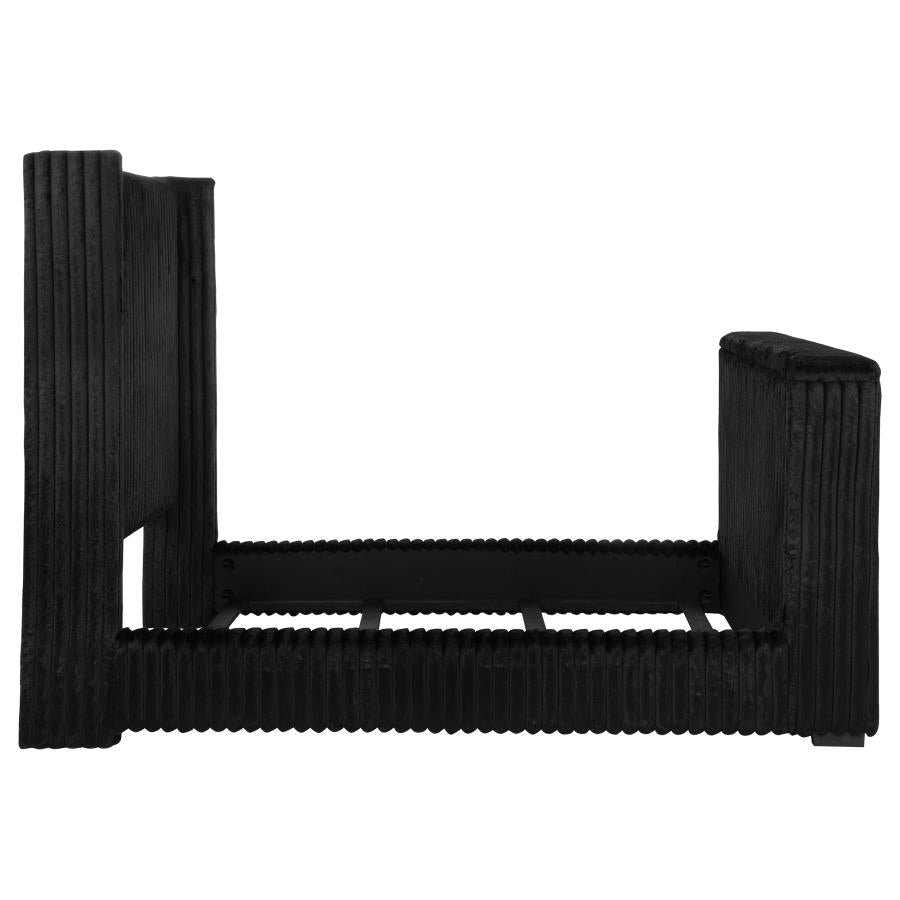 315945Q Upholstered Queen Wingback TV Bed Black