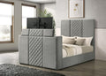 315994KE Upholstered Eastern King Panel TV Bed Grey