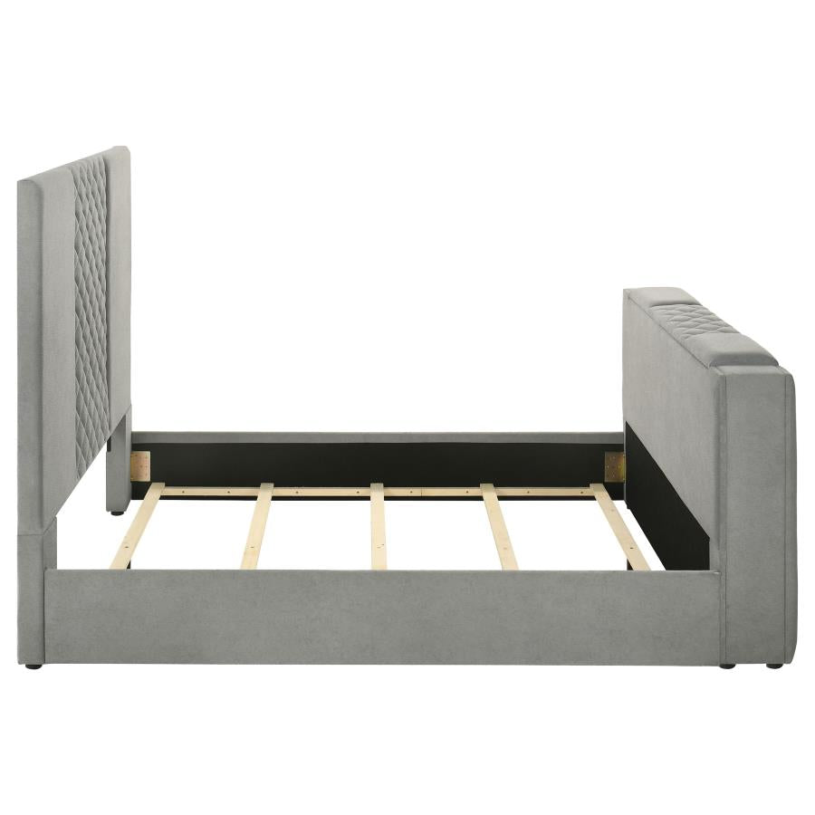 315994KE Upholstered Eastern King Panel TV Bed Grey