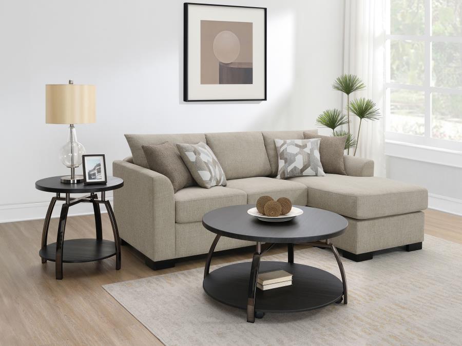 504778 Storey Upholstered Sleeper Sectional Chaise Sofa Camel