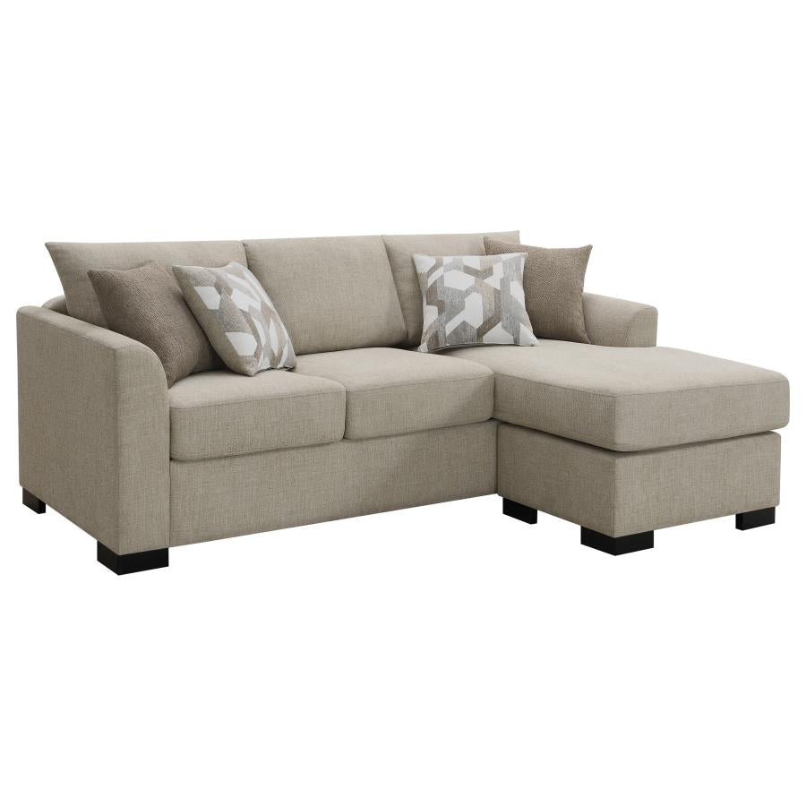 504778 Storey Upholstered Sleeper Sectional Chaise Sofa Camel