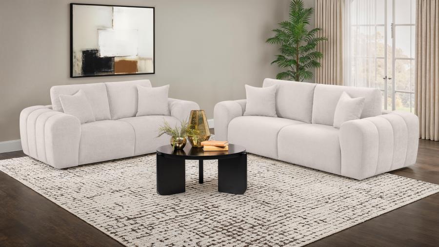 504955 Two-piece Chenille Upholstered Sofa Set Ivory