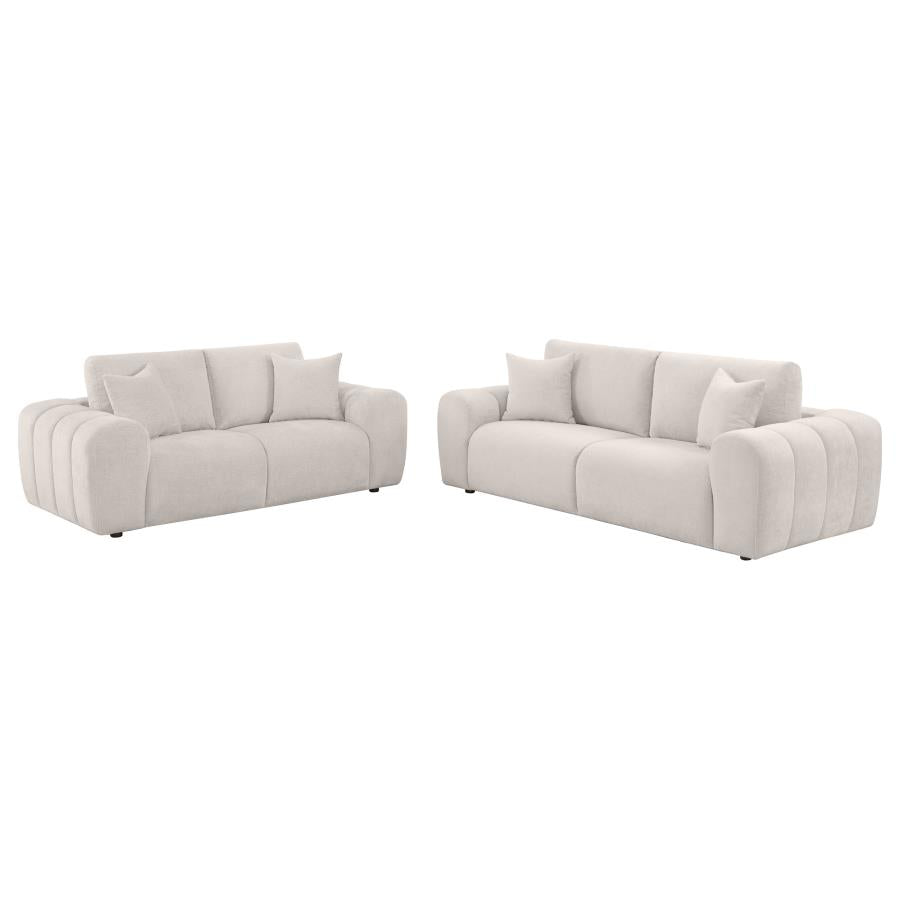504955 Two-piece Chenille Upholstered Sofa Set Ivory