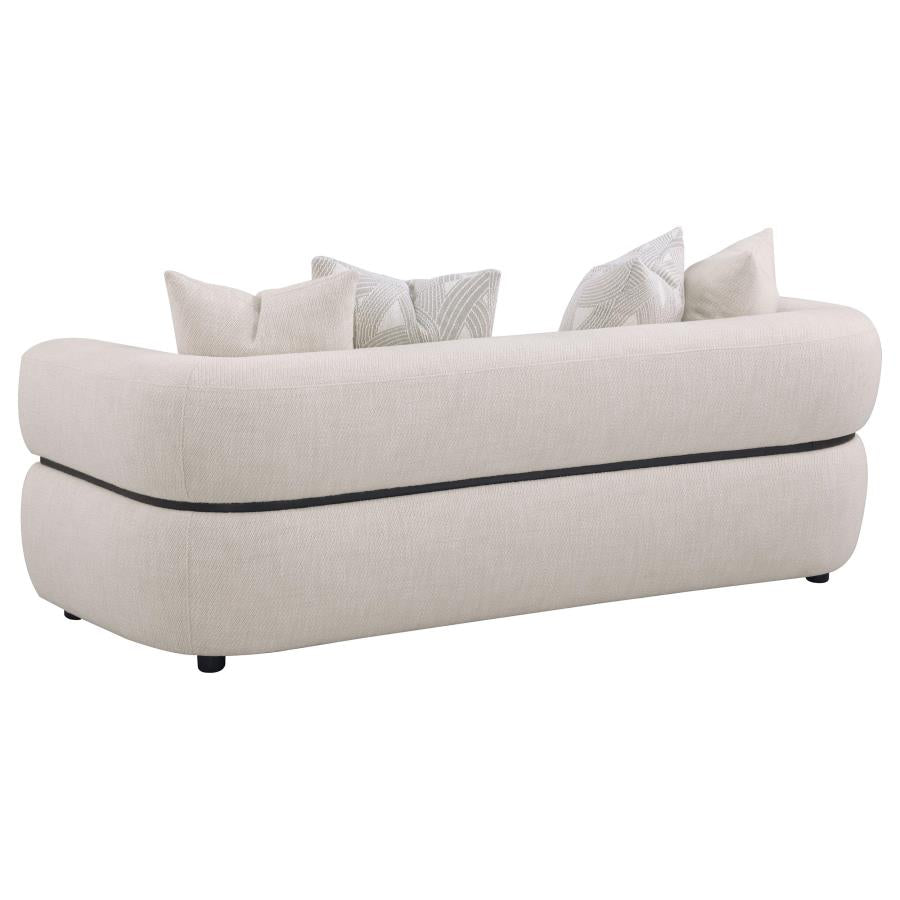 508961-S2 2-piece Fabric Upholstered Round Arm Sofa Set Beige