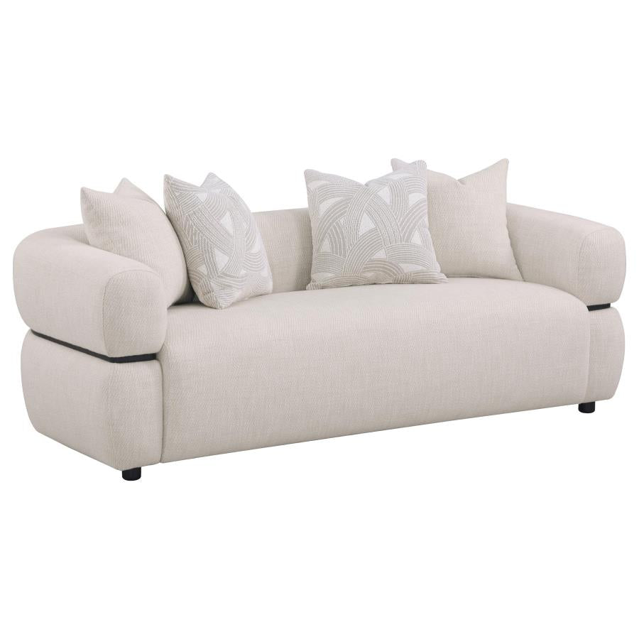 508961-S2 2-piece Fabric Upholstered Round Arm Sofa Set Beige