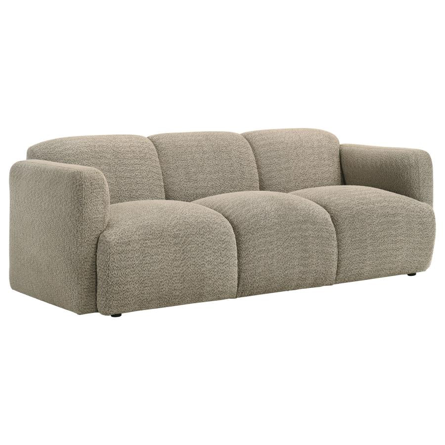 509814-S2 2-piece Upholstered Round Track Arm Sofa Set BROWN