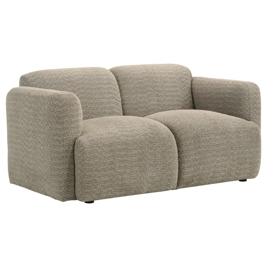 509814-S2 2-piece Upholstered Round Track Arm Sofa Set BROWN
