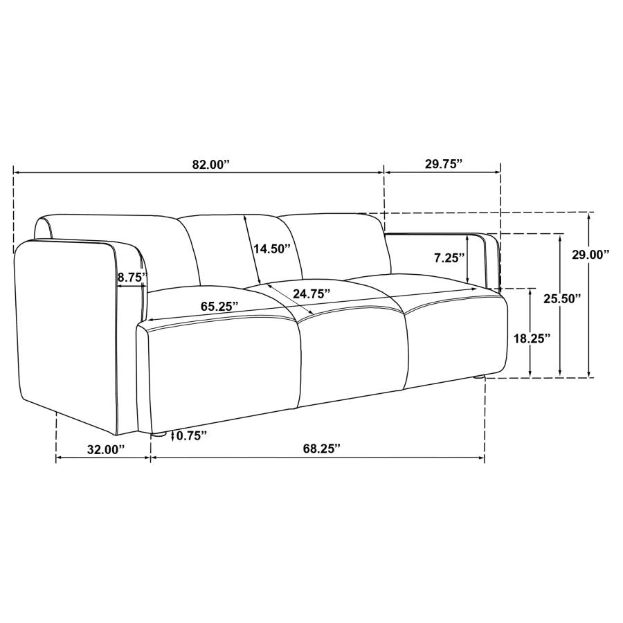 509814-S2 2-piece Upholstered Round Track Arm Sofa Set BROWN