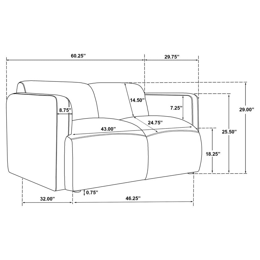 509814-S2 2-piece Upholstered Round Track Arm Sofa Set BROWN