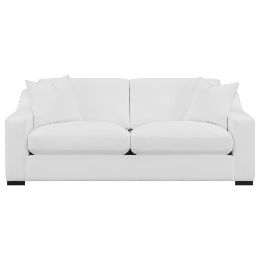 509891-S2 2-piece Upholstered Sloped Arm Sofa Set WHITE