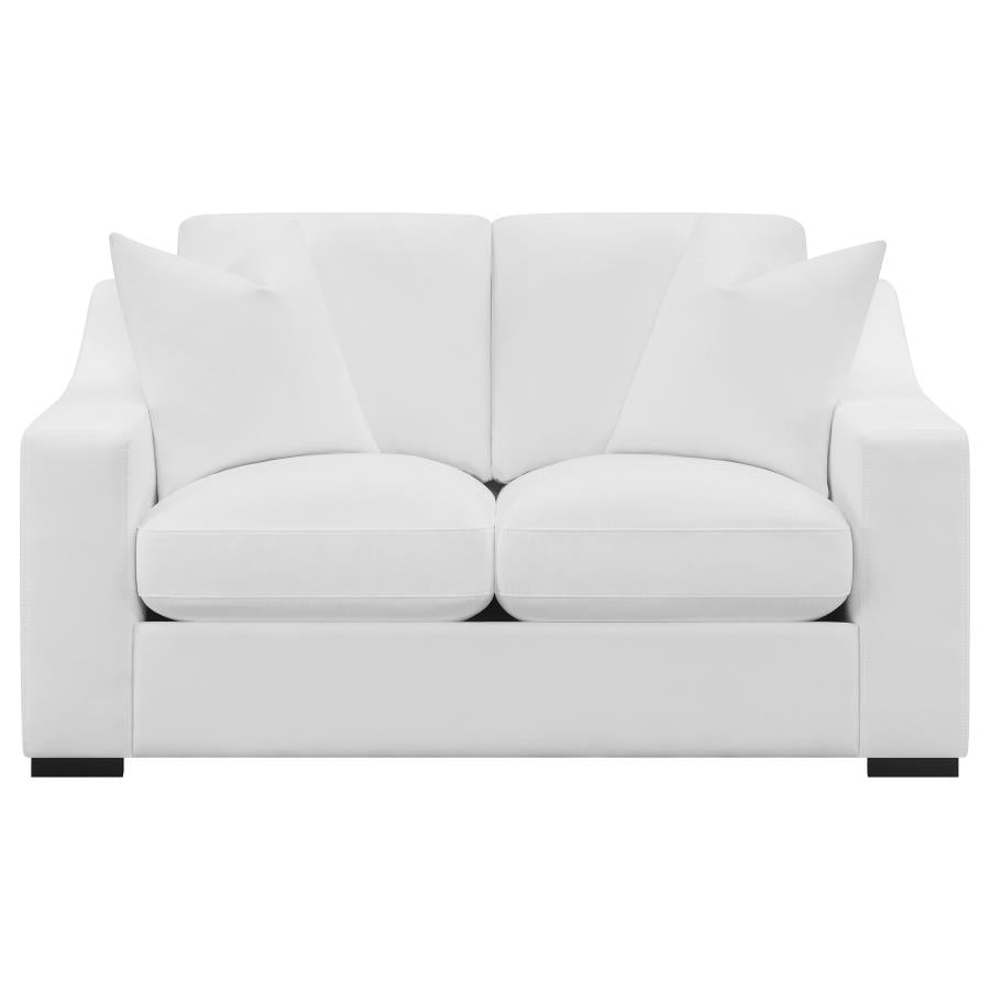 509891-S2 2-piece Upholstered Sloped Arm Sofa Set WHITE