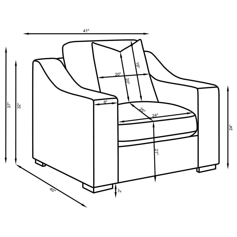 509893 Upholstered Sloped Arm Accent Chair White
