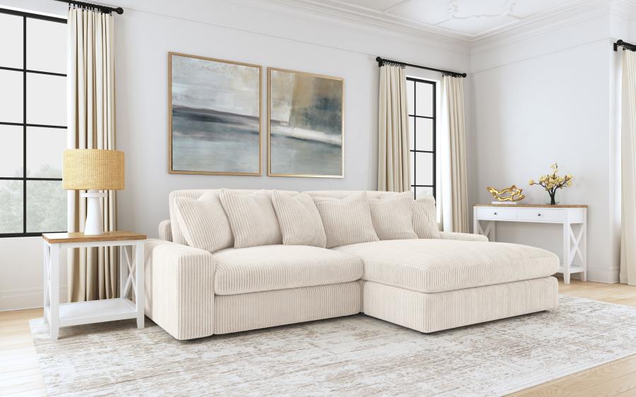 509899 Upholstered Reversible Chaise Sectional Sofa Sand