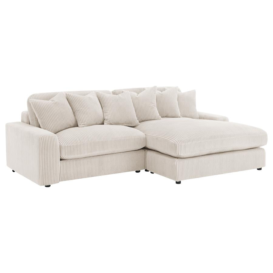 509899 Upholstered Reversible Chaise Sectional Sofa Sand