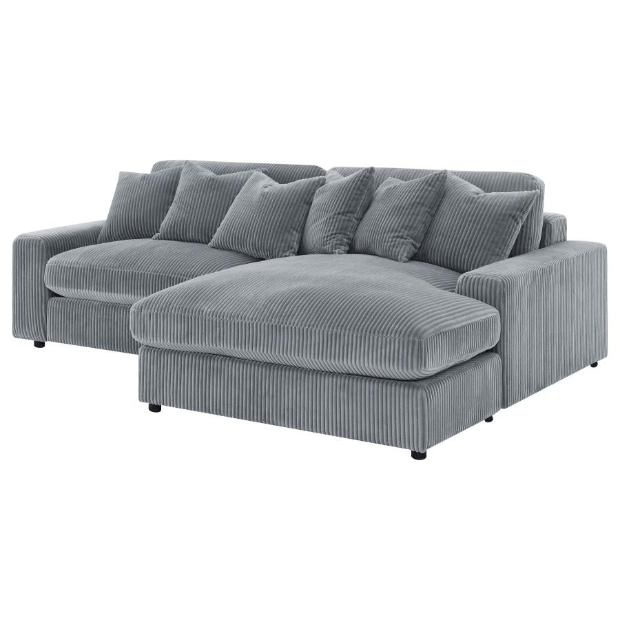 509900 Upholstered Reversible Chaise Sectional Sofa Fog