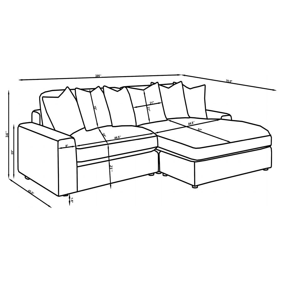 509900 Upholstered Reversible Chaise Sectional Sofa Fog