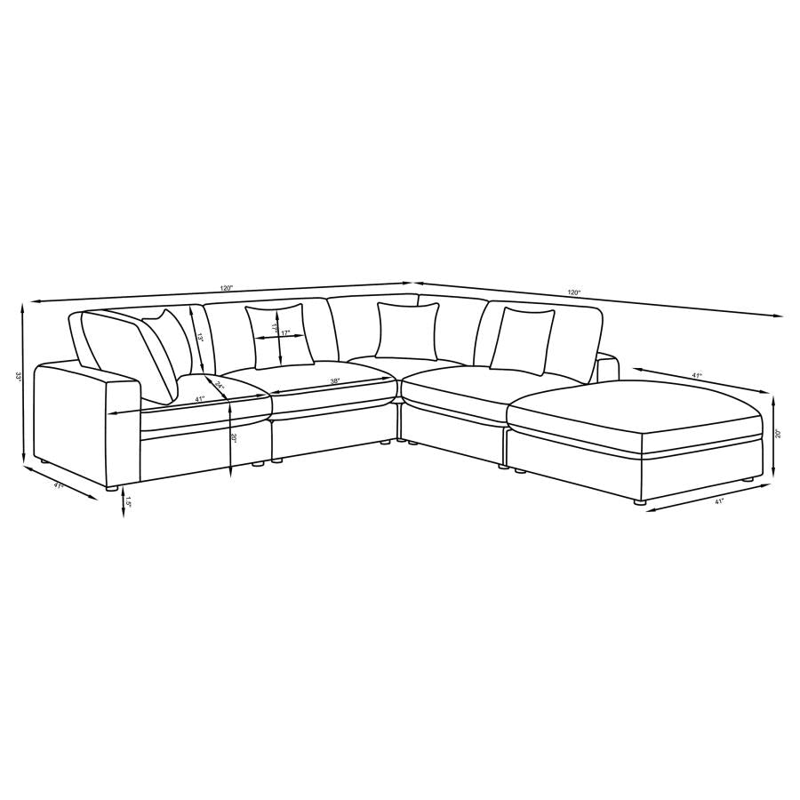 551321 5-piece Upholstered Modular Sectional Sofa Beige