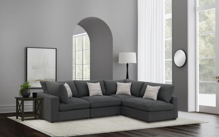 551324 4-piece Upholstered Modular Sectional Sofa Charcoal